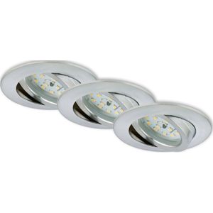 Briloner Leuchten - LED-inbouwlampen, set van 3, plafondlampen, dimbaar, draaibaar, elk 6,5 watt, elk 570 lumen, 3.000 K, IP23, aluminiumkleurig,