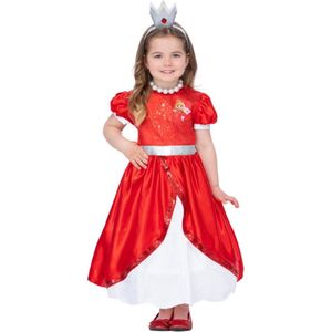 Smiffy's - Koning Prins & Adel Kostuum - The Rainbow Kingdom Koningin Grizelda - Meisje - Rood - Maat 116 - Carnavalskleding - Verkleedkleding