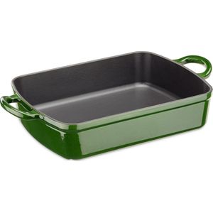 Navaris gietijzeren ovenschaal donkergroen - Ovenvorm 30 x 22 cm - Gietijzeren bakvorm voor ovenschotels, lasagna, gratin en cake - Emaille coating