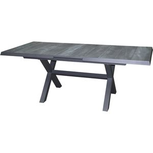 Noida uitschuifbare dining tuintafel 163-203x93xH76,5 cm met kruispoot aluminium antraciet