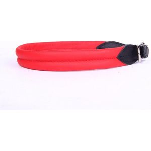 Dog's Companion - Leren hondenhalsband soft - Lengte: 45cm (37-42cmx25 mm), Kleur: Rood