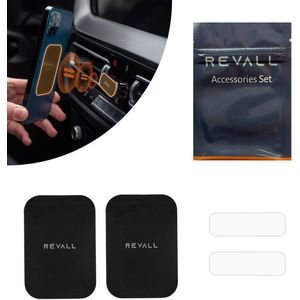 REVALL® Magnetische Platen - Telefoonhouders auto - Metalen Platen - Gel Lijm Strips - Magneet Plaatjes - Accessories Set - Universeel