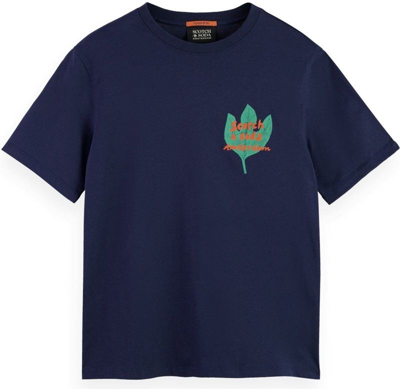 Scotch & Soda - Regular Fit - T-shirt - Met Korte Mouwen - Grafische Print Voor- en Achterkant