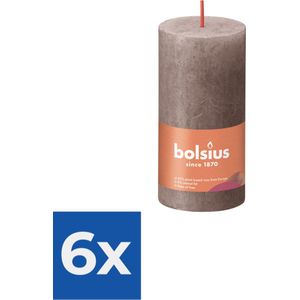 Bolsius Stompkaars Rustic Taupe Ø50 mm - Hoogte 10 cm - Taupe - 30 branduren - Voordeelverpakking 6 stuks