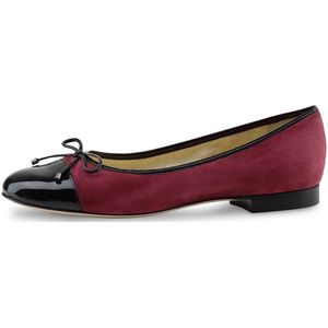 Werner Kern Mori Ballerina's Bordeaux Rood met Zwart – Dames Instappers – Zacht Voetbed – Suede en Lakleer - Damesschoenen Donkerrood - Werner Kern Ballerinas - Bordeaux - 41
