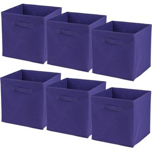 Urban Living Opbergmand/kastmand Square Box - 6x - karton/kunststof - 29 liter - paars - 31 x 31 x 31 cm - Vakkenkast manden