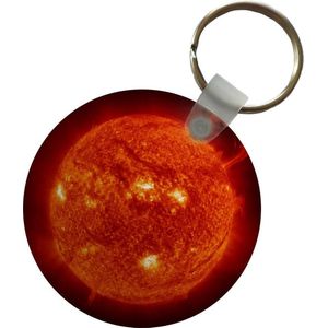 Sleutelhanger - Zon - Heelal - Rood - Plastic - Rond - Uitdeelcadeautjes