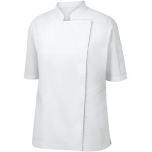 PROFESSIONAL Dames Koksjas / Koksbuis – Wit – Korte Mouw – Maat M – Professionele Horecakleding