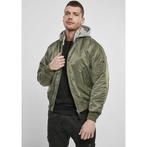 Brandit - Hooded MA1 Bomber jacket - L - Groen/Grijs