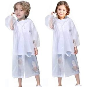 Waterdichte regenponcho voor kinderen, 2 stuks, wit