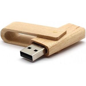 Uitklap hout usb stick 8gb -1 jaar garantie – A graden klasse chip - bamboe twister
