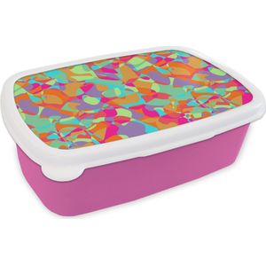 Broodtrommel Roze - Lunchbox - Brooddoos - Lavalamp - Regenboog - Patronen - Hippie - 18x12x6 cm - Kinderen - Meisje