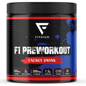 Pre workout Fitrium F1 - ENERGY DRINK smaak - 300MG Caffeïne per Scoop - Zeer Krachtige Formule - 30 Servings - Heerlijke Smaken