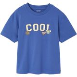 T-shirt - Blauw - Korte Mouwen - Print op de Voorkant - 100% Katoen