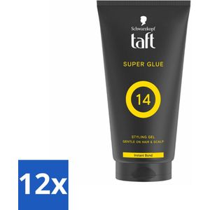 12 x Taft - Super Glue 14 - Styling Gel - Ultieme stevigheid - 150 ml - Haar Gel - Taft Super Glue - Sterke Fixatie - Haarstyling - Extreme Hold
