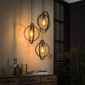 Hoyz - Hanglamp met 3 Lampen - Turn Around - Zwart - Industrieel