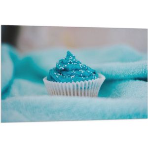 Vlag - Cupcake met Blauwe Botercrème - 105x70 cm Foto op Polyester Vlag