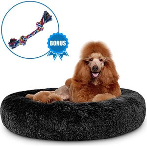 Pawzle Hondenmand - Donut Hondenkussen - Kattenmand - Bed voor Honden & Katten - Wasbaar - 120cm - Zwart