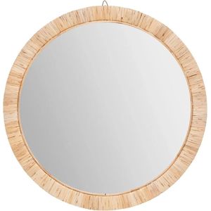Spiegel/wandspiegel rond D60 cm rotan beige - Woondecoratie/accessoires