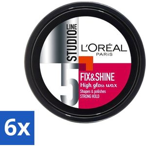 6 x L'Oréal Studio Line Fix & Shine Shining Wax 75 ml - Haar Wax - Styling Wax - Glans Wax - L'Oréal Paris - Studio Line