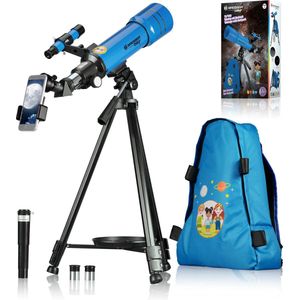 Bresser Junior Telescope - 70/400 - Sterrenkijker voor kinderen - Blauw - Met rugtas en accessoires