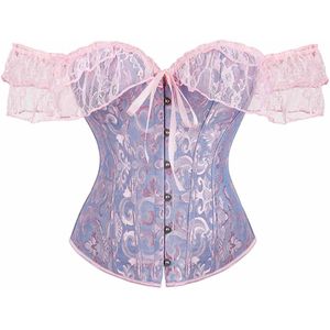 Dameskorset, strapless, vintage stijl, bustier, bruidskorset, kanten mouwen, lila, S, lila, M, lila., M