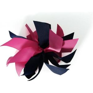 Jessidress Elastiek Meisjes Haarstrikje met Linten - Donker Blauw/Fushia