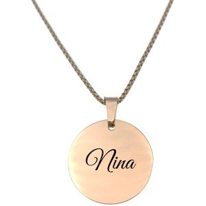 Ketting RVS Met Naam Gravering - Nina - Rosegoud - Rond