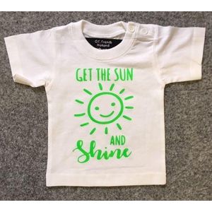 Baby shirt wit met opdruk ''GET THE SUN AND SHINE'' MAAT 68