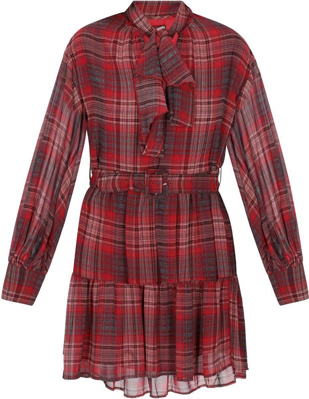 DreiMaster Vintage Blousejurk  donkergrijs / rood / bourgogne / wit