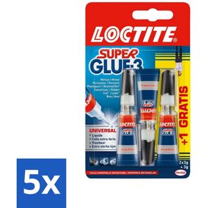 5 x Loctite - Secondelijm - Super Glue Precision - 7,5 Gram - Sterke Lijm - Snel Drogend - Waterbestendig - Sta-flacon