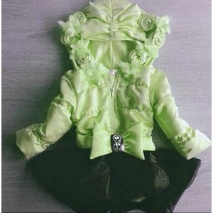 Maat 74 Zomerjas Fel Groen voor baby en kind Jas met tulle zwart en bloemetjes
