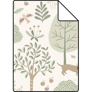 Proefstaal ESTAhome behang honden vergrijsd mintgroen en wit - 26,5 x 21 cm - 139709-S