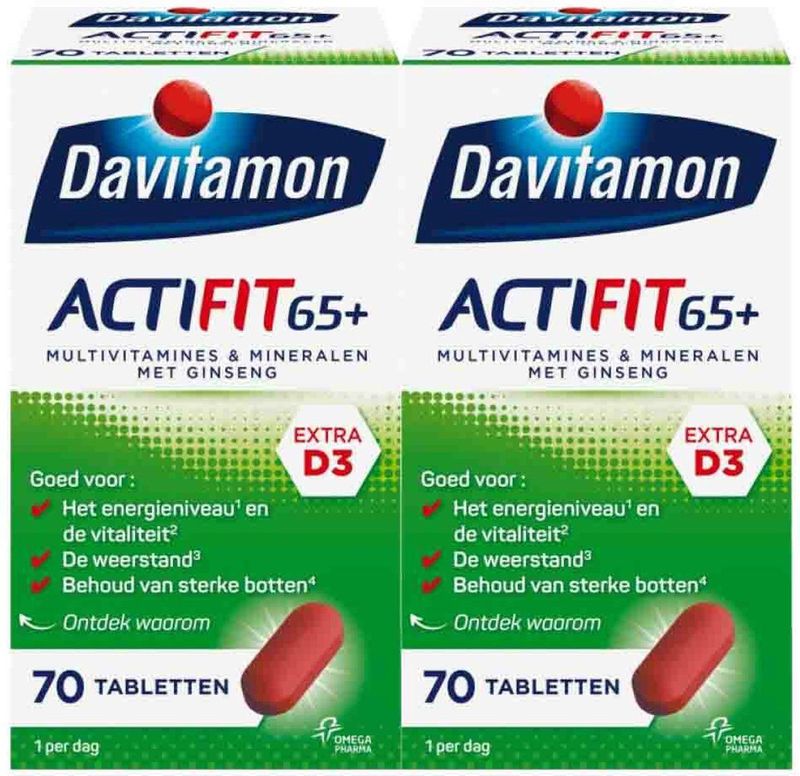 Davitamon Actifit 65+ - 2 x 70 tabletten - Voordeelverpakking