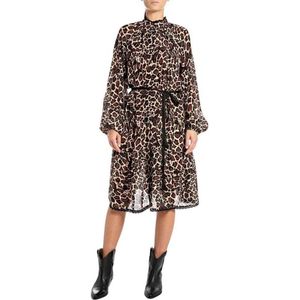 REPLAY - W9113.000.74994 - Midi Jurk - Dierenprint - Lange Mouwen
