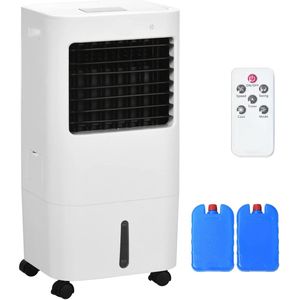 Mobiele Airco - Draagbare Airconditioning - Mini-Airconditioning - Verdampings Luchtbevochtiger - met Wielen - 15L Reservoir - voor Koeling - Ventileren - 65W - 62dB - 15-20 m² - 220-240 V/50HZ - 32 x 37 x 74 cm - Wit