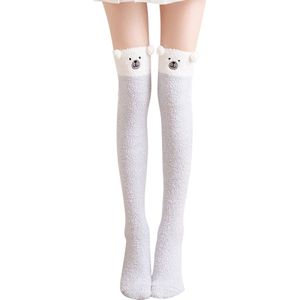 1 paar grijs - Koraalfluwelen kniekousen voor dames - wintersokken - kniehoog, comfortabel - warm en schattig - verdikt - warm en comfortabel - lange slaapsokken