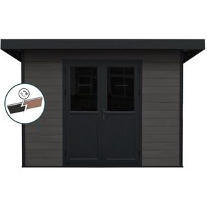 FIRENZE composiet tuinhuis B 302cm x D 287cm hellend dak aluminium RAL 9005 zwart