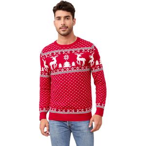 Familie Kersttrui Ronde Hals Rendier Sneeuwvlokken Gebreide Trui