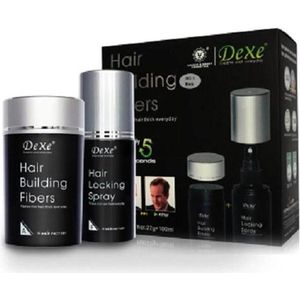 DEXE HAIR BUILDING FIBERS WITH HAIR LOCKING SPRAY SET BLACK