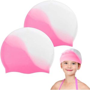 Kinder badmutsen siliconen - 2 stuks voor meisjes en jongens met lang of kort haar - waterdicht zwemmuts