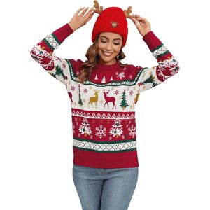 Grappige Kersttrui voor Dames, Heren en Kinderen - Uniseks Gebreide Trui met Ronde Hals en Rendieren