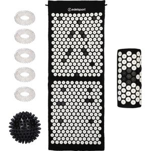 EdelSport Spijkermat met Kussen & Draagtas - Incl. Massagebal en Acupressuur Ringen - Acupressuurmat - Shakti Massage - Meditatie - 130 x 50 cm