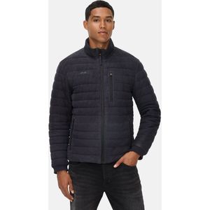 camel active Leren Jas met opstaande kraag en borstzak - Maat menswear-50 - Marineblauw