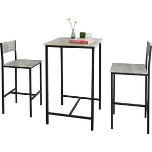 DD Bartafel met Barstoelen - Bartafel Keuken - Bartafel Buiten - Inclusief 2 Stoelen