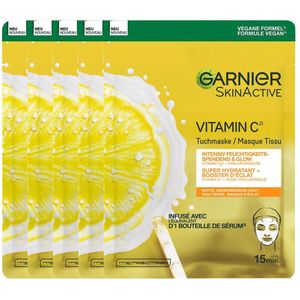 Garnier SkinActive Tissue Masker met Vitamine C* - Voordeelverpakking - 5 stuks