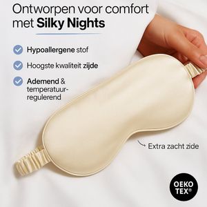 Silky Nights® – Zijden Slaapmasker + Opbergzak – Oogmasker Heren & Dames – 19 momme - Verduisterend Eye Mask – Champagne