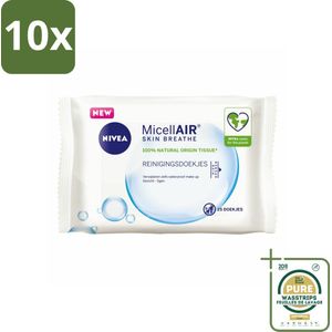 10 x NIVEA - Reinigingsdoekjes - 3-in-1 Micellaire Doekjes - Verwijdert Waterbestendige Make-up - 25 Doekjes - Grootverpakking - Reinigingsdoekjes - Gezichtsreiniging - Make-up Verwijderen - Waterbestendige Make-up - Vitamine E