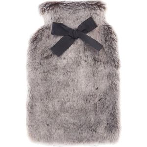 Warmwaterkruik - Grijs - Fluffy Pluche - 280 ml - Met Strik - Bedkruik