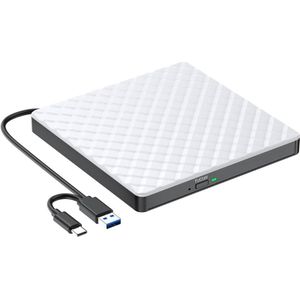 Draagbare Externe DVD Speler voor Laptop - DVD Burner - Wit
